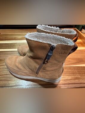 Sorel Tan Suede Fleece-Lined Zip Ankle Boots